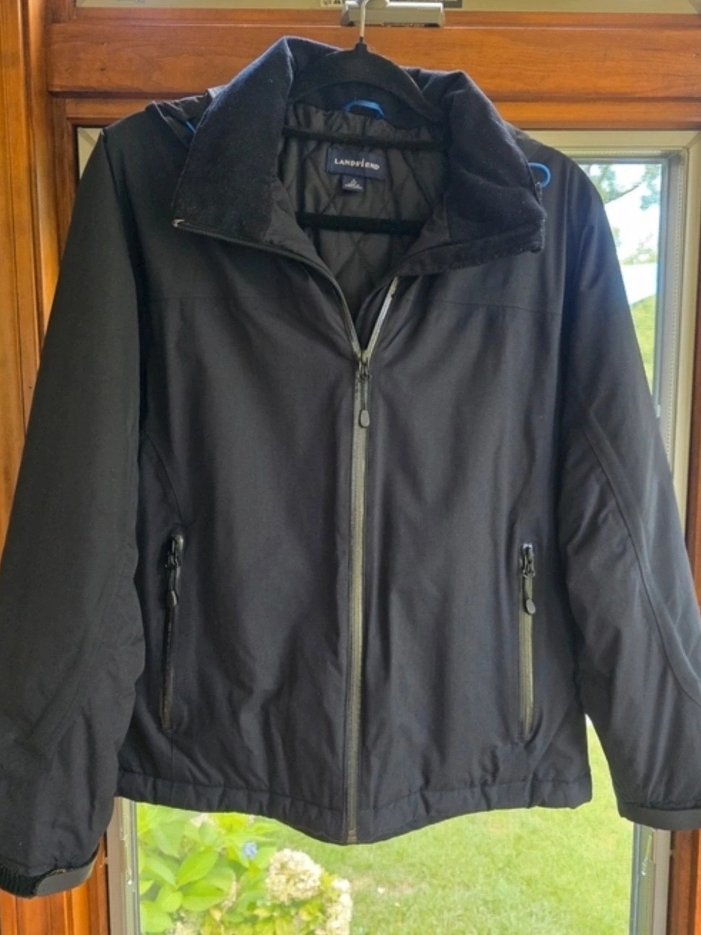 Lands' End Women's Black Quilted Zip-Front Jacket Size Small RRP $149